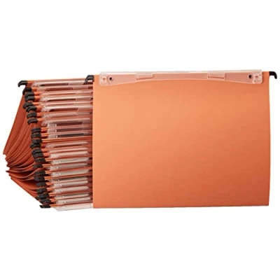 Abbildung von Esselte 10202 Orgarex Kori Set mit 25 vertikal hängenden Feilen V Bottom A4 Tabs enthalten, orange, 34,5 x 24,5 cm