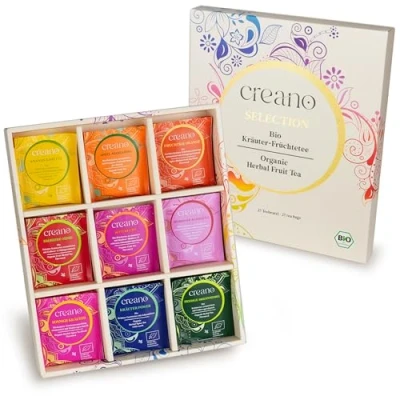 Abbildung von Creano Bio Früchtetee Kräutertee Geschenkset 27 Teebeutel in 9 traumhaften Sorten 54g*