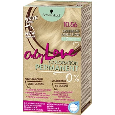 Abbildung von ONLY LOVE Coloration 10.56 Cashewblond Stufe 3 (3 x 143 ml), dauerhafte Haarfarbe für lebendige, gesund aussehende Haare, ohne Ammoniak und Silikone