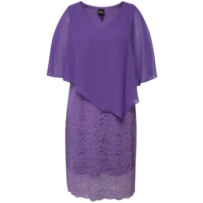 Abbildung von Ulla Popken Telle Manches 3/4 Cocktailkleid/festliches Kleid, Damen, Größe: 58/60, Blueberry