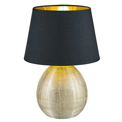 Abbildung von Reality Leuchten Tischleuchte, Leuchtmittel nicht inklusive, Tisch Lampe Leuchte Schlafzimmer schwarz goldfarbig
