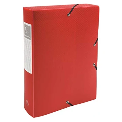 Abbildung von Exacompta 59881E Packung (mit 8 Archivboxen aus PP, 700µ, 24 x 32cm, ideal für Ihre Dokumente in Format DIN A4, Rücken 60mm) schwarz, Stück