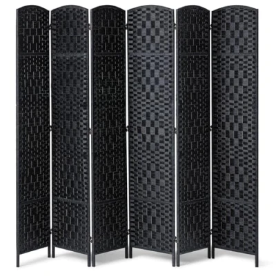 Abbildung von VEVOR Raumteiler Raumtrenner Paravent Deko mit 6 Paneelen, handgewebte Faltbare Sichtschutzwände Scharnieren, tragbare und freistehende zur Raumtrennung, schwarz 1795 x 2435 19 mm