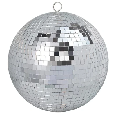 Abbildung von 25cm Spiegel Disco Kugel ideal für eine Party oder DJ Lichteffekt Weihnachten (25cm, Silber)