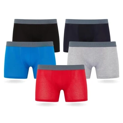 Abbildung von FM London 5PACK Tagless Hyfresh Boxer Shorts Panties, Herren, Größe: Small, Blue/grey/red