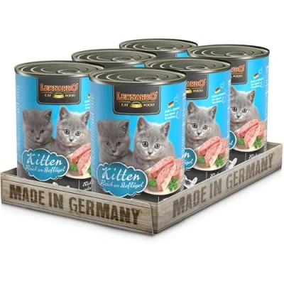 Abbildung von LEONARDO Kitten Katzenfutter Kitten, 6X 400 g getreidefreies Nassfutter für Kätzchen bis 1 Jahr, Alleinfuttermittel mit frischem Geflügel