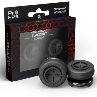 Abbildung von ProFPS Thumbsticks Aufsätze: PS5 Zubehör &amp; PS4 Controller Sticks für Aimbot Genauigkeit Optimales Playstation Accessories Esports (Blackout Concave Set)