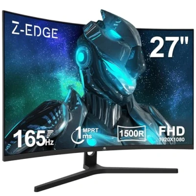 Abbildung von Z Edge 27 Zoll 165Hz Curved Gaming Monitor 1ms MPRT Full HD 1080P VA Panel 1500R 16:9 LED Bildschirm, FreeSync HDR10, DisplayPort1.4 &amp; HDMI2.0, Unterstützt VESA 100x100mm