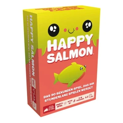 Abbildung von Exploding Kittens, Happy Salmon, Partyspiel, 3 8 Spieler, Ab 6+ Jahren, 90 Sekunden, Deutsch, Mehrfarbig, Bunt