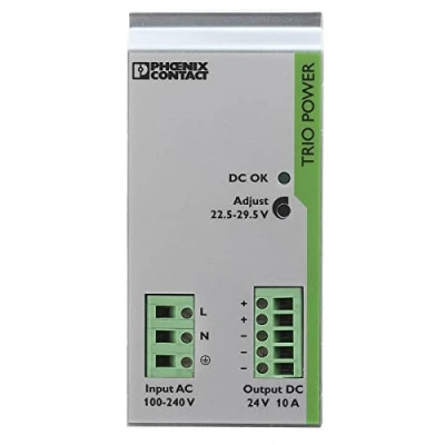 Abbildung von PHOENIX CONTACT TRIO PS/1AC/24DC/10 Primär Getaktete Stromversorgung POWER zur Tragschienenmontage, 1 phasig Eingang, 24 V DC 10 A Ausgang