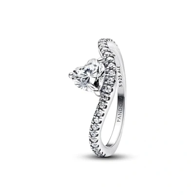 Abbildung von Pandora 193661C01 Damen Ring Welliges Pavé Herz Silber