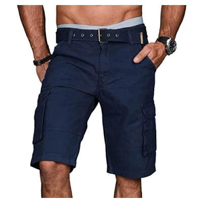 Abbildung von A.Salvarini Stylische Herren Cargo Short inkl. Gürtel Sommer Bermuda Kurze Hose Army Shorts AS 037 [AS Navy W36]