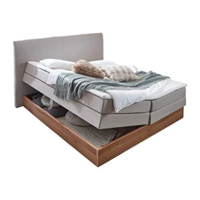 Abbildung von Atlantic Home Collection Stauraum Boxspringbett Michel, 7 Zonen Taschenfederkernmatratzen, Härtegrad H3, Beige, 160 x 200 cm