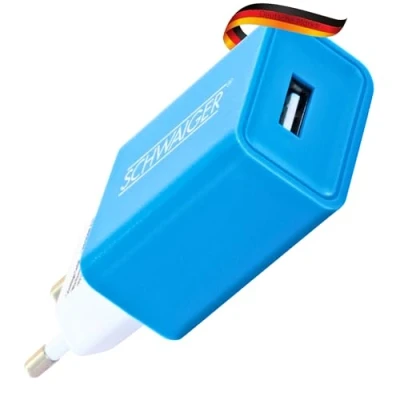Abbildung von SCHWAIGER LAD300B 511 Ladegerät USB 2.0 A Ladeadapter für 230V Steckdosen Eurostecker Türkis Blau integriertes Multischutzsystem Smartphones Tablet iPhone Samsung Galaxy Huawei LG Google Pixel
