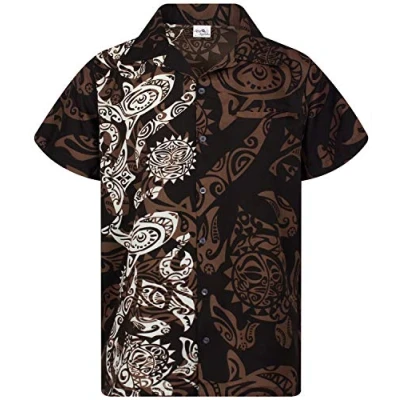 Abbildung von King Kameha Funky Hawaiihemd, Kurzarm, Maori Wedding New, Braun, M