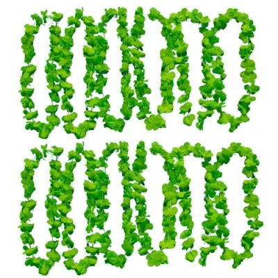 Abbildung von UV FLOOR Neonfarbene Blumenkette Premium Qualität Neonfarbenes Zubehör Party Kostüm Neongrün 12er Set