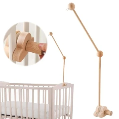 Abbildung von Mobile Halterung Holz für Wickeltisch, Babybett, Baby Drehbar Wolken Design Babybett Hängende Bettglocke Kinderbett Laufstall DIY Deko Artikel