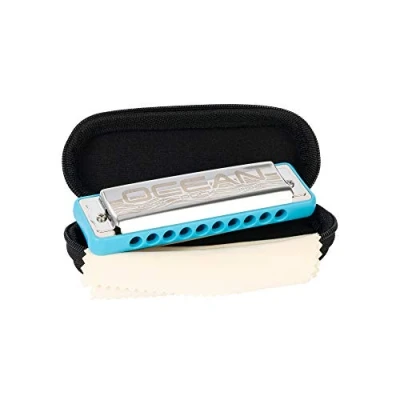 Abbildung von Ocean Rock Blues Harmonica in G, blue (incl. stylish softcase and cleaning cloth)