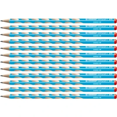 Abbildung von Schmaler Dreikant Bleistift für Rechtshänder STABILO EASYgraph S in blau 12er Pack Härtegrad HB