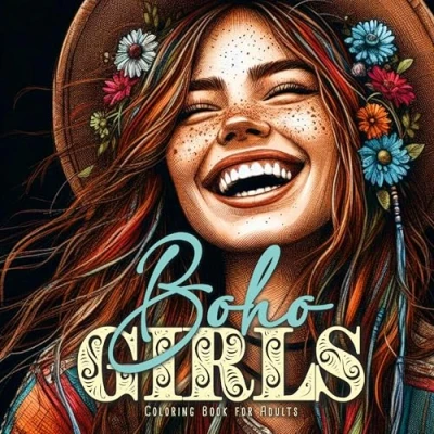Abbildung von Boho Girls Malbuch für Erwachsene: Portrait Jugendliche Erwachsene Graustufen Hippi ... Hairstyles Coloring Book for Teenagers