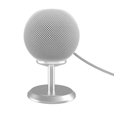 Abbildung von Colorful Aluminiumlegierung Ständer für HomePod Mini, Humanized Design Halterung Solide und langlebig Bracket mit Anti Rutsch Basis Mini Lautsprecher (Silber)