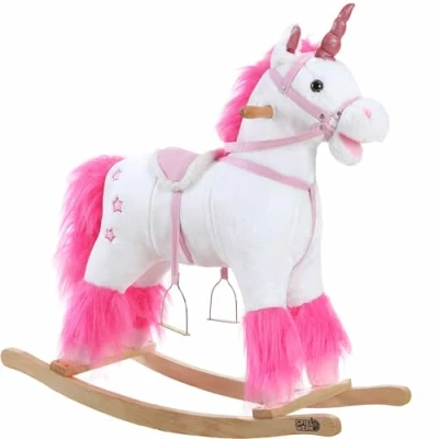 Abbildung von Deuba Schaukeltier Einhorn mit Sattel, Schaukeleinhorn Schaukel Kinder Baby Spielzeug