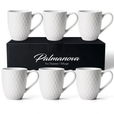 Abbildung von MiaMio Tasse 6 x 400 ml Kaffeetassen Set / Becher Moderne Keramik Matt Weiß,