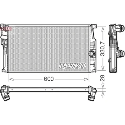 Abbildung von DENSO DRM05015 Kühler, Motorkühlung 600 331 28 BMW: 3 Touring, 1 Schrägheck, 4 Coupe