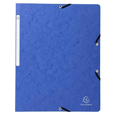 Abbildung von Exacompta 55412E 10er Pack Eckspanner Mappe. Aus Colorspan Karton DIN A4 mit 2 Gummizügen blau Sammelmappe Dokumentenmappe ideal für Büro und Schule