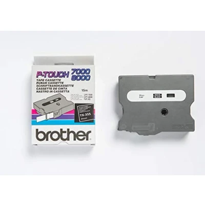 Abbildung von Brother Original P Touch Farbband weiß auf schwarz (TX 355)