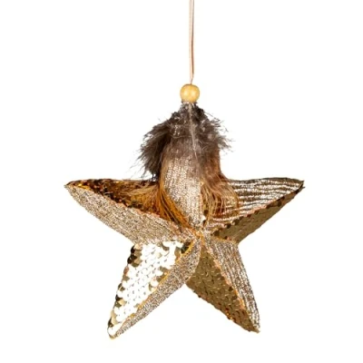 Abbildung von Goldener Pailletten Stern, 15 cm Weihnachtsbaum Hängedekoration, Festliche Dekoration, Märchen Thema, Anhänger