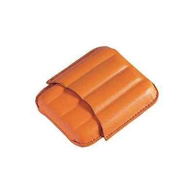 Abbildung von Egoist Geformte Zigarrenhülle I Echtes LederI 4 Mezzanine Zigarren Kapazität Elegantes Design Zigarrenzubehör Orange