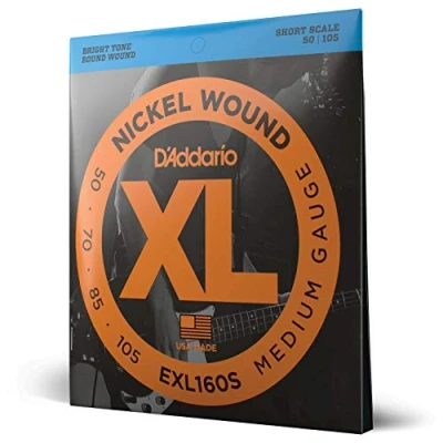 Abbildung von D&#039;Addario E Bass Gitarrensaiten Saiten Bassgitarre Strings Guitar EXL160S Medium, 50 105 Short Scale