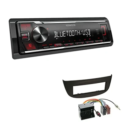 Abbildung von Kenwood KMM BT209 1 DIN Autoradio Media Receiver Bluetooth USB AUX mit Einbauset passend für Renault Twingo II 2009 2014 schwarz
