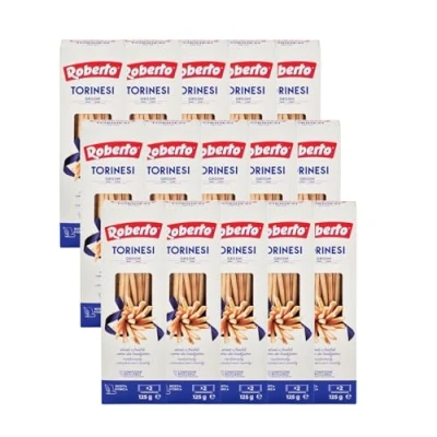 Abbildung von Roberto Grissini Torinesi 15x125g Beutel ultra dünne Brotstangen als Snack, Beilage oder im Büro auch perfekt zu Käse Salamiplatten