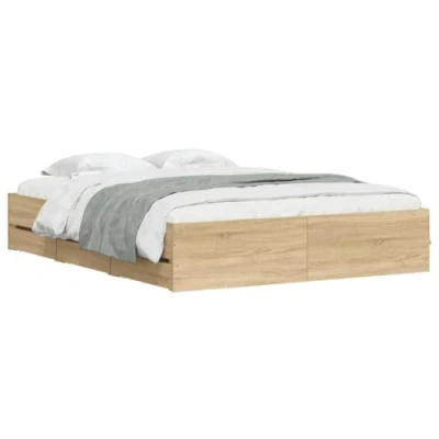 Abbildung von vidaXL Bett Bettgestell mit Schubladen Sonoma Eiche 140x200cm Holzwerkstoff