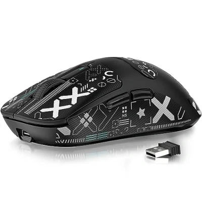Abbildung von ATTACK SHARK X3 49g Superlight Maus mit Klebeband, PixArt PAW3395 Gaming Sensor, BT/2,4G Kabellose/Kabelgebundene Maus, 6 DPI 26000, 200 Stunden Akku, Büromäuse für Win11/Xbox/PS/Mac (Schwarz)