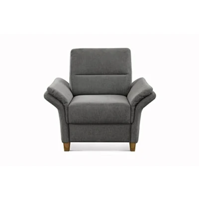 Abbildung von CAVADORE Sessel Wyk / Polstersessel im Landhausstil mit Federkern + Holzfüßen passend zur Garnitur 97 x 90 89 Chenille, Grau