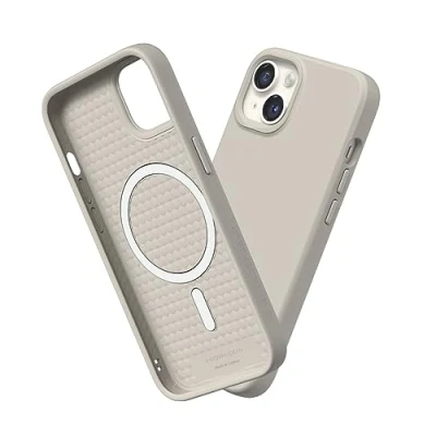 Abbildung von RhinoShield Case kompatibel mit [iPhone 14 Plus] SolidSuit MagSafe Stoßdämpfende &amp; schlanke Schutzhülle Premium Finish 3.5 Meter Fallschutz Sandbeige