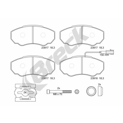 Abbildung von BRECK 23917 00 703 10 Bremsbelagsatz inkl. Verschleißwarnkontakt, mit integriertem Verschleißsensor Zubehör FIAT: Ducato III Kastenwagen