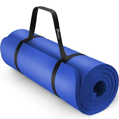 Abbildung von TRESKO Yogamatte Phthalatfrei Gymnastikmatte rutschfest, Pilatesmatte Fitnessmatte mit Tragegurt, 185 x 60 1,5 cm Dunkelblau