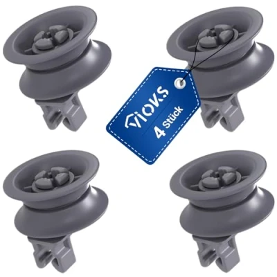 Abbildung von VIOKS Spülmaschinen Rollen 31mmØ Set 4 Stk Ersatz für Bosch 00611666 00165313 Korbrollen Oberkorb Geschirrspüler von Bosch, Privileg, Constructa &amp; Siemens Ersatzteile