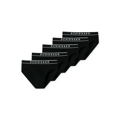 Abbildung von Schiesser Herren 5 Pack Unterwäsche Bio Baumwolle 95/5 Organic Slip, Schwarz_183212, S EU