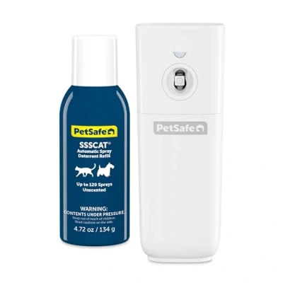 Abbildung von PetSafe SSSCAT automatisches Fernhaltespray für Haustiere, hält Katzen und Hunde von Oberflächen, Pflanzen potenziellen Gefahren fern, kein Möbelkratzen mehr, sicher, geruchlos fleckenfrei