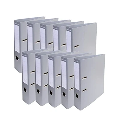 Abbildung von Exacompta 53740E 10er Pack Premium PVC Ordner Prem&#039;Touch. 7 cm breit DIN A4 Ringordner Aktenordner Briefordner Büroordner Plastikordner Schlitzordner grau