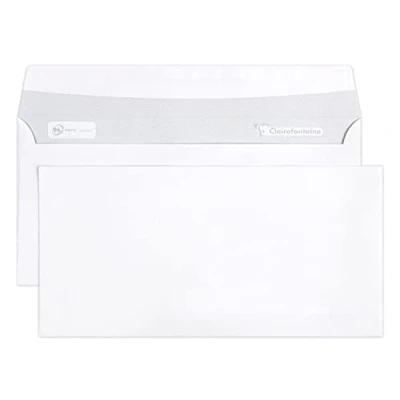 Abbildung von Clairefontaine 6915C Karton mit 500 Umschlägen DL 110x220mm, selbstklebend, 90g, Weiß, 1