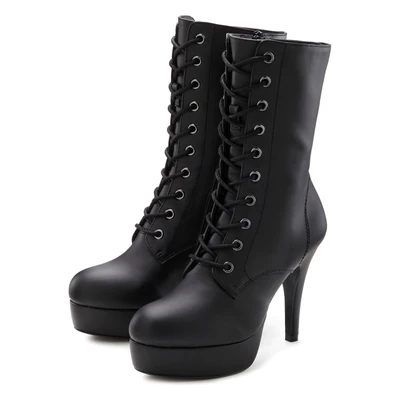 Abbildung von LASCANA Belle Affaire Schnürstiefelette, High Heel Boots mit Plateauabsatz