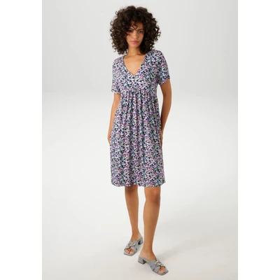Abbildung von Aniston CASUAL Sommerkleid mit farbenfrohen, grafischen Blümchen bedruckt NEUE KOLLEKTION