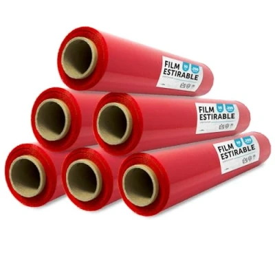Abbildung von rote Folie zum Verpacken, Kunststoffabdeckung, für Umzugskisten, Schutz von Möbeln und Sendungen, Maße 50 cm x 200 m dehnbar · office (Rot, 6 Stück)