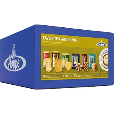 Abbildung von Hoppe Favoriten Mischung, Kekse, Plätzchen, 6 Sorten, einzeln verpackt, 150 Stück, 1017g